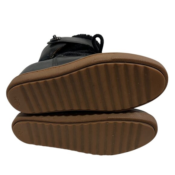 Coach wedge boots Monroe Shearling size 8 black leather high heel booties - Picture 8 of 16